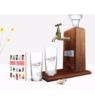 BK Gift Kişiye Özel Renkli Baskılı Mânâ Namütenahi Tasarımlı İkili Rakı Bardağı Ahşap Rakı Standı ve Cep Kitabı Hediye Seti-1 (Model 1)