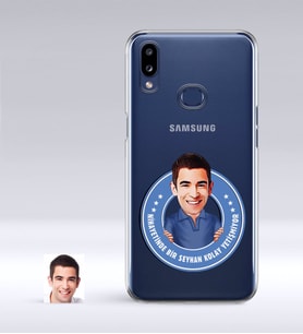 BK Gift Kişiye Özel Erkek Kolay Yetişmiyor Karikatürlü Samsung Galaxy A10s İnce Şeffaf Silikon Telefon Kapağı-3 (Beyaz)