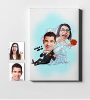 BK Gift Kişiye Özel Evleniyoruz Karikatür Kanvas Tablo 50x70cm 2