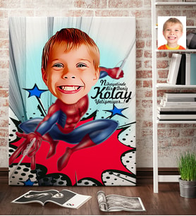 BK Gift Kişiye Özel Erkek Çocuk Karikatür Kanvas Tablo 70x100cm 1