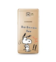 Snoopy Tasarımlı Süper Şeffaf Silikon Telefon Kılıfı Samsung C7 Pro 