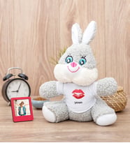 Dudak Tasarım Peluş Tavşan ve Mini Fotoğraf Çerçevesi