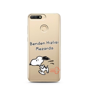 Snoopy Tasarımlı Süper Şeffaf Silikon Telefon Kılıfı Huawei Y6 Prime 2018