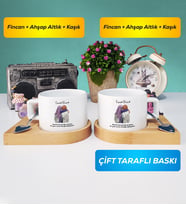 İkili Arkadaşa Hediye Yan Yana Kupa Bardak Kısa