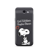Snoopy Tasarımlı Süper Şeffaf Silikon Telefon Kılıfı Samsung J3 Prime