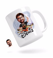 BK Gift Kişiye Özel Erkek Baterist Karikatürlü Beyaz Kupa Bardak