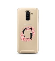 Pembe Çiçekli Harf Tasarım Süper Şeffaf Silikon Telefon Kılıfı Samsung A6 Plus G