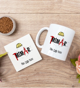 Mimar Beyaz Kupa Bardak Ve Bardak Altlığı Set