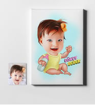 BK Gift Kişiye Özel Bebek Karikatür Kanvas Tablo 50x70cm 2