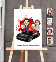 Kişiye Özel Aile Karikatürlü Ahşap Tablo 30x47  Mod-8