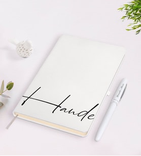 BK Gift Kişiye Özel El Yazılı Beyaz Defter Kalem Seti-2