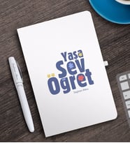 BK Gift Kişiye Özel Yaşa Sev Öğret Beyaz Defter ve Kalem Hediye Seti-2