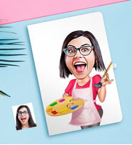 BK Gift Kişiye Özel Bayan Ressam Karikatürlü Defter