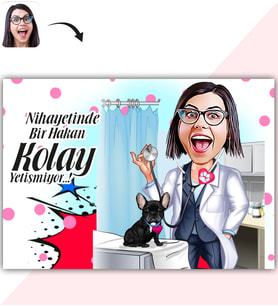 BK Gift Kişiye Özel Bayan Veteriner Hekim Karikatür Baskılı Yaş Pasta İçin Yenilebilir Şekerli Kağıt  1(Sadece Kağıt)