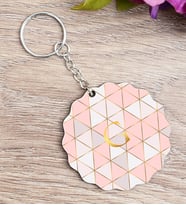 Pembe Mozaik Tasarım Gold Baş Harfli Anahtarlık