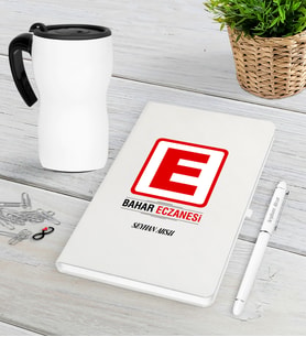 BK Gift Kişiye Özel Eczane Beyaz Defter Kalem Termos Mug Seti-1 (Model 1)