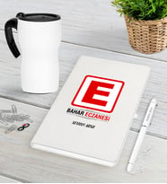 BK Gift Kişiye Özel Eczane Beyaz Defter Kalem Termos Mug Seti-1 (Model 1)
