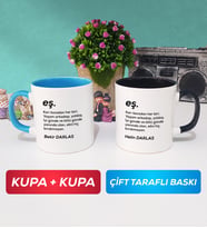 İkili Çiftlere Özel Eş Kupa Bardak Mavi Siyah