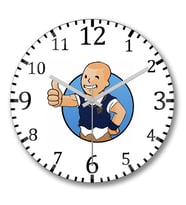 Jimmy Hopkins Vault Boy Duvar Saati Bombeli Gercek Cam