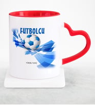 BK Gift Kişiye Özel Mesleki Futbolcu Kırmızı Kalpli Kupa Bardak  1