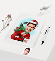 BK Gift Kişiye Özel Yılbaşı Temalı Bay Karikatürlü Beyaz Defter Kalem Seti - 4
