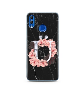 Mermer Çiçekli Harf Tasarım Süper Şeffaf Silikon Telefon Kılıfı Huawei Honor 10 