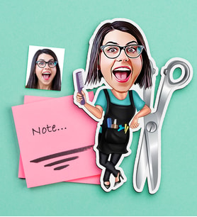 BK Gift Kişiye Özel Bayan Kuaför Karikatürlü Ahşap Magnet (Çok Renkli)