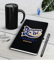 BK Gift Kişiye Özel Dünyanın En İyi Babası Siyah Defter Kalem Termos Mug Seti-2 (Model 1)