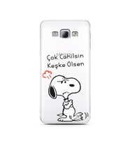 Snoopy Tasarımlı Süper Şeffaf Silikon Telefon Kılıfı Samsung A8 (2015)  