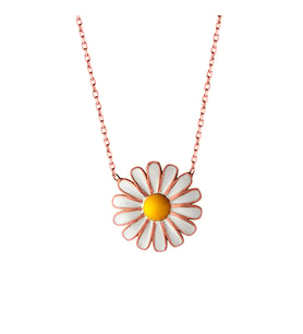 Afrodit Silver Roze Rengi Papatya Çiçeği Gümüş Kolye