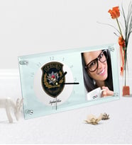 BK Gift Kişiye Özel Polis Özel Harekat Temalı Masaüstü Cam Saat (Beyaz)