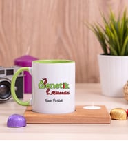 Genetik Mühendisi Ahşap Altlıklı Mumlu Yeşil Kupa Bardak