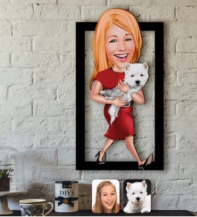 BK Gift Kişiye Özel Evcil Dost Karikatürlü 3D Ahşap Tablo-5