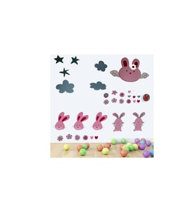 DUVAR ÇIKARTMA STICKER DEKORATİF DUVAR KAĞIDI,SÜS TAVŞAN DESENLİ PVC 70X50X0,5CM