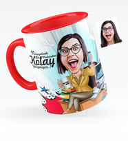 BK Gift Kişiye Özel Bayan Muhasebeci Karikatürlü Kırmızı Kupa Bardak  1