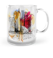 BK Gift Kişiye Özel New York Tasarımlı Cam Kupa Bardak  1