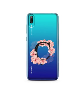 Pembe Çiçekli Harf Tasarım Süper Şeffaf Silikon Telefon Kılıfı Huawei Y7 Pro 201
