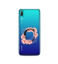 Pembe Çiçekli Harf Tasarım Süper Şeffaf Silikon Telefon Kılıfı Huawei Y7 Pro 201