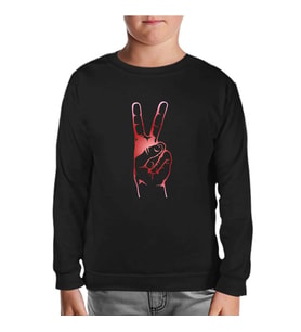 Zafer İşareti Siyah Çocuk Sweatshirt