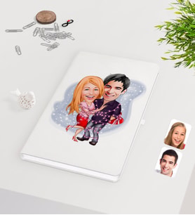 BK Gift Kişiye Özel Sevgililer Karikatürlü Beyaz Defter-2