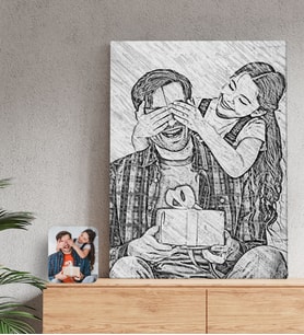 BK Gift Kişiye Özel Karakalem 50x70cm Kanvas Tablo, Babaya Hediye, Babalar Günü Hediyesi, Sevgiliye Hediye, Arkadaşa Hediye, Ev Hediyesi