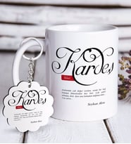 BK Gift Kişiye Özel Mânâ Kardeş Beyaz Kupa ve Anahtarlık Hediye Seti (Model 1)