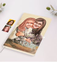 BK Gift Kişiye Özel Kız Kardeşler Karikatürlü Beyaz Defter-4