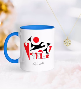 BK Gift Kişiye Özel 2024 Mutlu Yıllar Mavi Kupa ve Kar Tanesi Kolye-13 (Model 1)