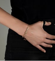 Gümüş Zirkon Taşlı Tasarım Abiye Günlük Stil Asansör Kilitli Bileklik (Rose)