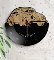 BK Gift Kişiye Özel Retro Beetle Tasarımlı Ahşap Duvar Saati Model 33