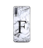 Samsung A7 (2018) Beyaz Mermer Harf Tasarımlı Telefon Kılıfı F-Harfi 