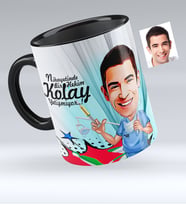 BK Gift Kişiye Özel Bay Diş Hekimi Karikatürlü Siyah Kupa Bardak  4