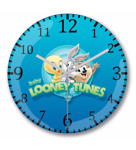 Looney  Tunes Duvar Saati Bombeli Gercek Cam