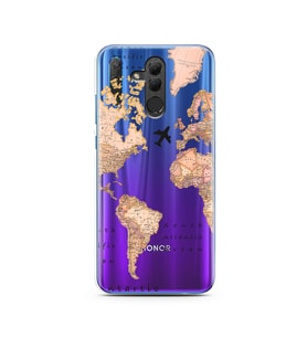 Transparan Harita Tasarım Süper Şeffaf Silikon Telefon Kılıfı Huawei Honor 20 Li